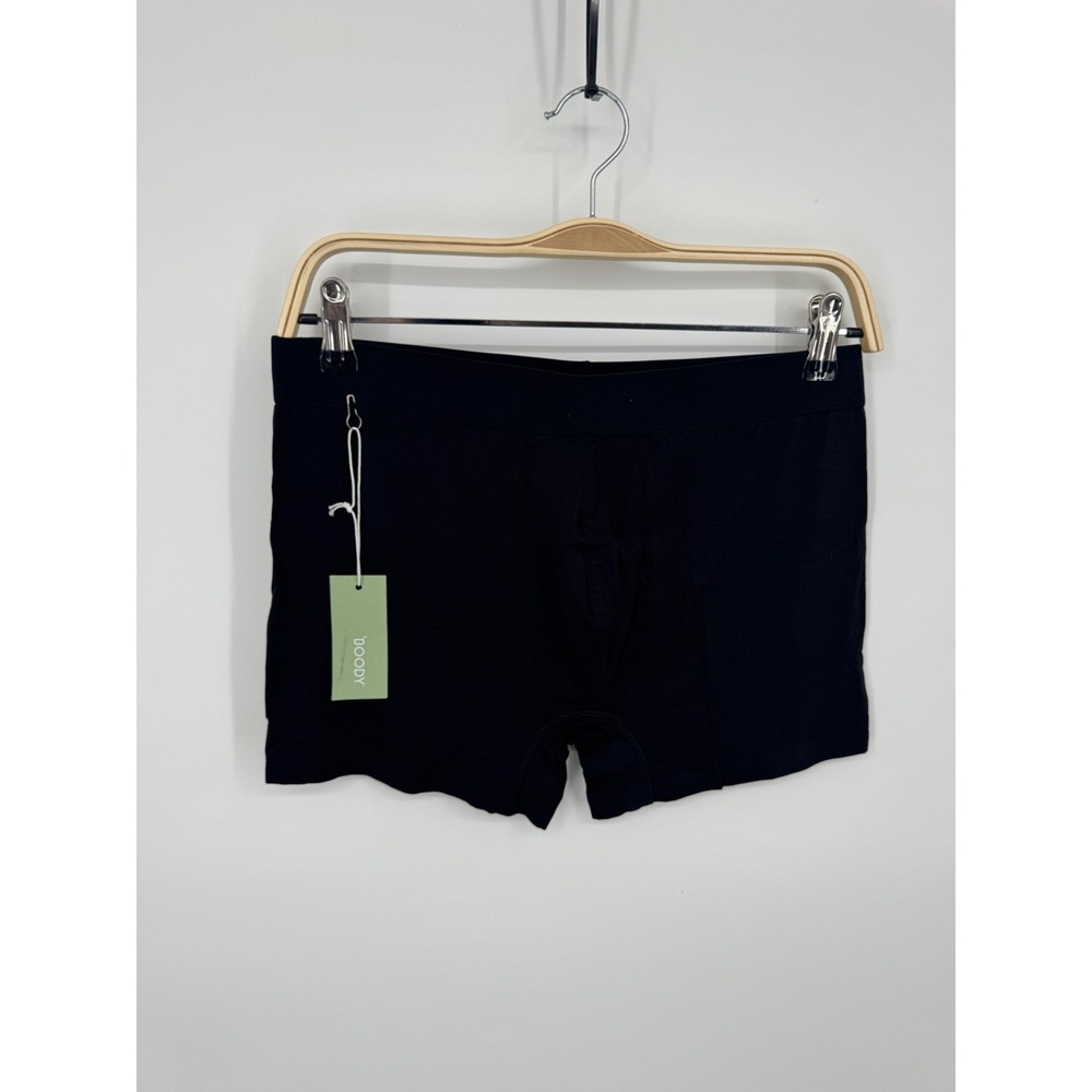 NWT Boody Everyday Underwear Boxer Briefs Men's Black Large Elastic Waistband